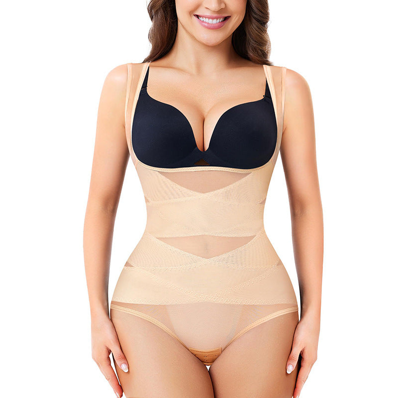 Shapewear Jumpsuit – Magformande Korsett i Mesh för Kroppsformning