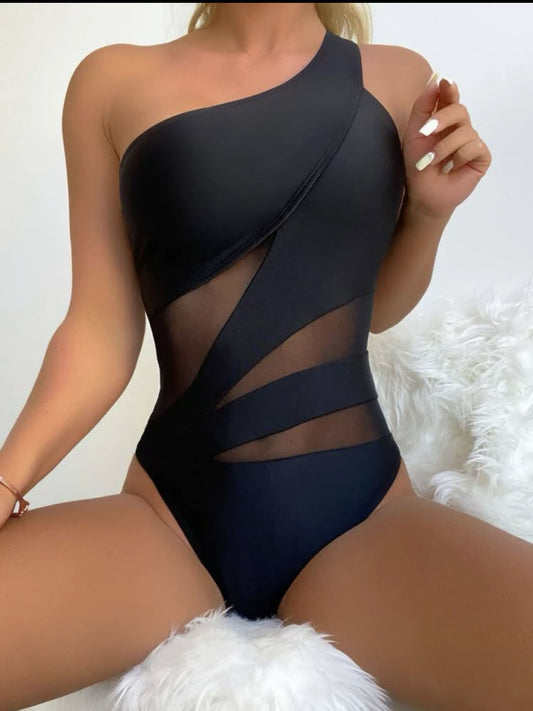 Elegant Dam Baddräkt – Enfärgad One-Piece Swimsuit