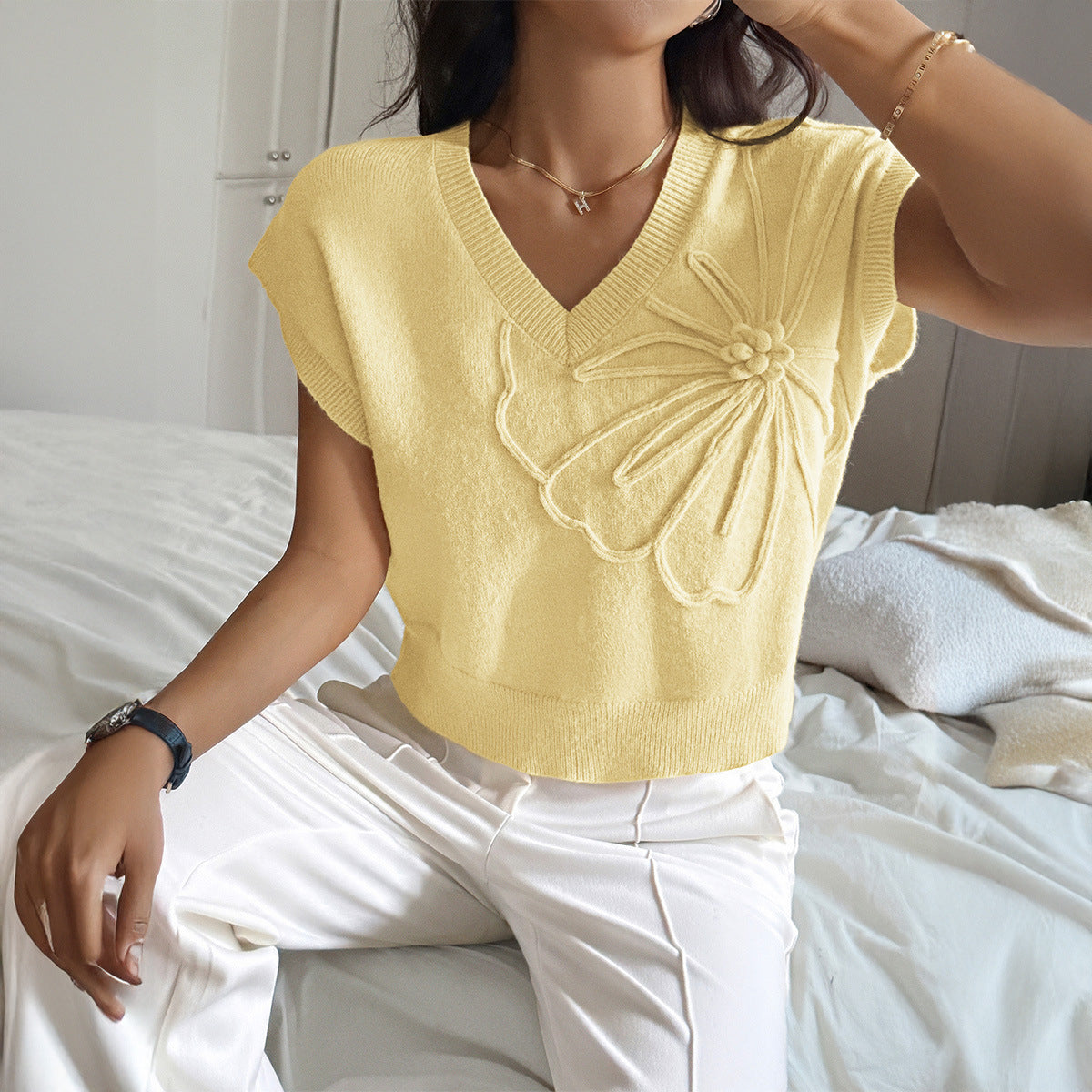 Damtröja – casual T-shirt-sweater i enfärgad design