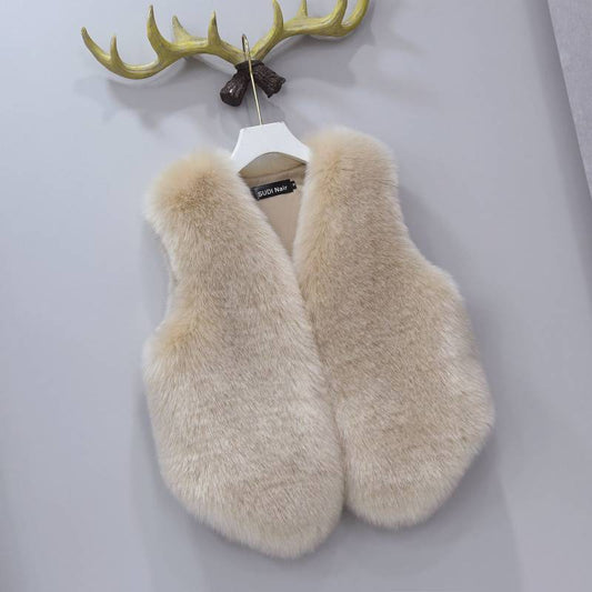 Väst för Dam – Kort Ärmlös Höst & Vintermodell i pälslook