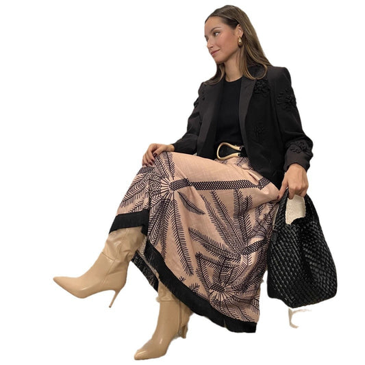 Kjol för Dam – Blommigt Mönster i Polyester med Toffsdetaljer