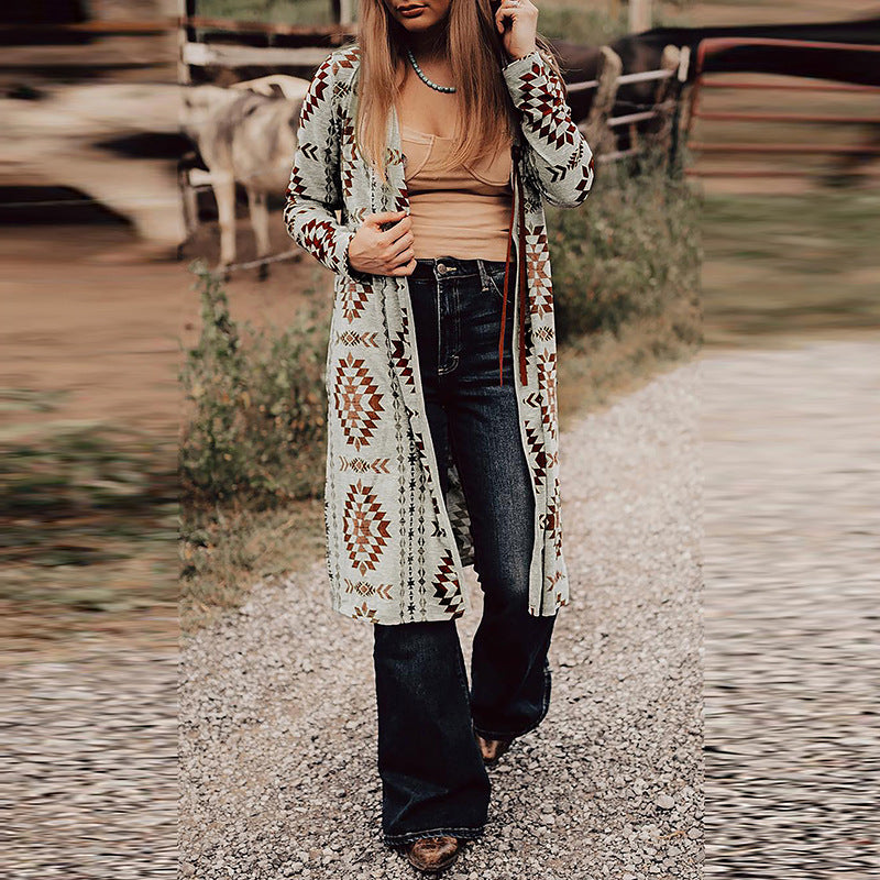 Kofta för Dam – Stickad i Geometriskt Mönster, Perfekt för Höst