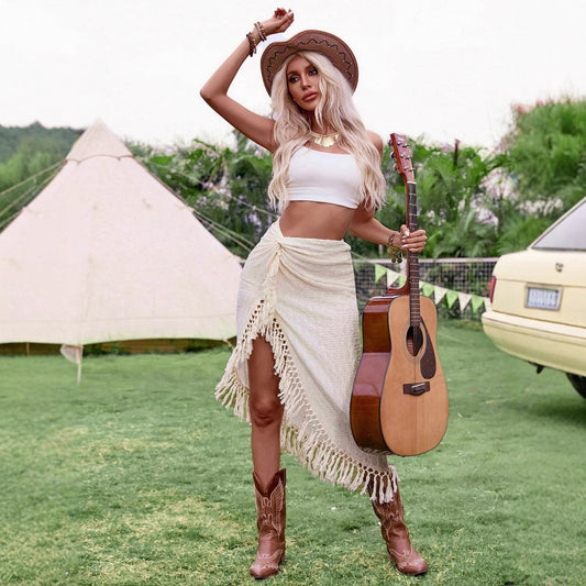 Strandkjol för Dam – Sexig Oregelbunden Design med Utskärningar & Toffsdetaljer