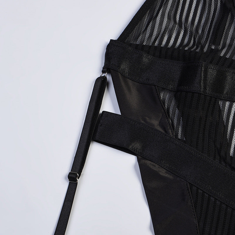 Bodysuit dam – mesh body shaper med smala axelband i figurnära design