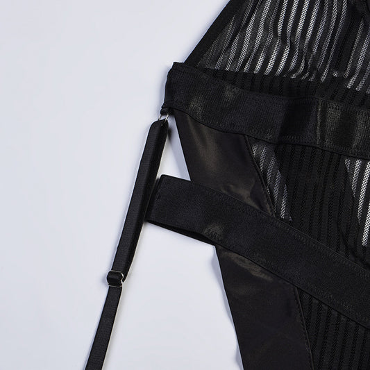 Bodysuit dam – mesh body shaper med smala axelband i figurnära design