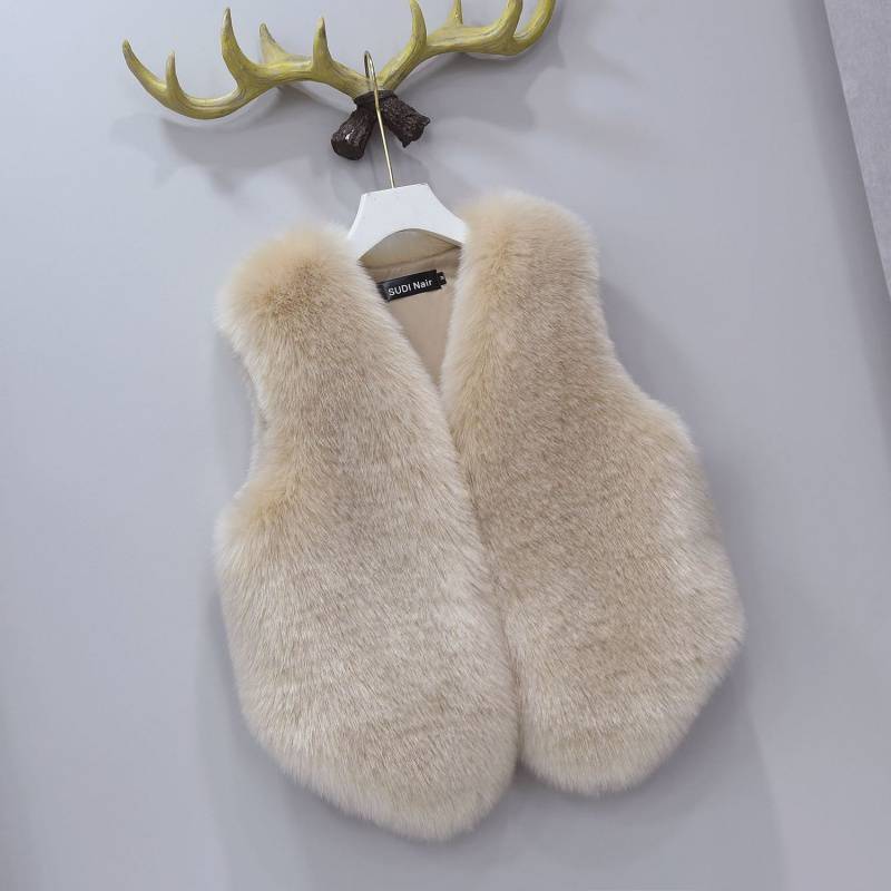 Väst för Dam – Kort Ärmlös Höst & Vintermodell i pälslook