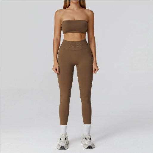 Träningsset Dam – Hollow-out Sport-BH med Snygg Rygg & Högmidjade Yogabyxor