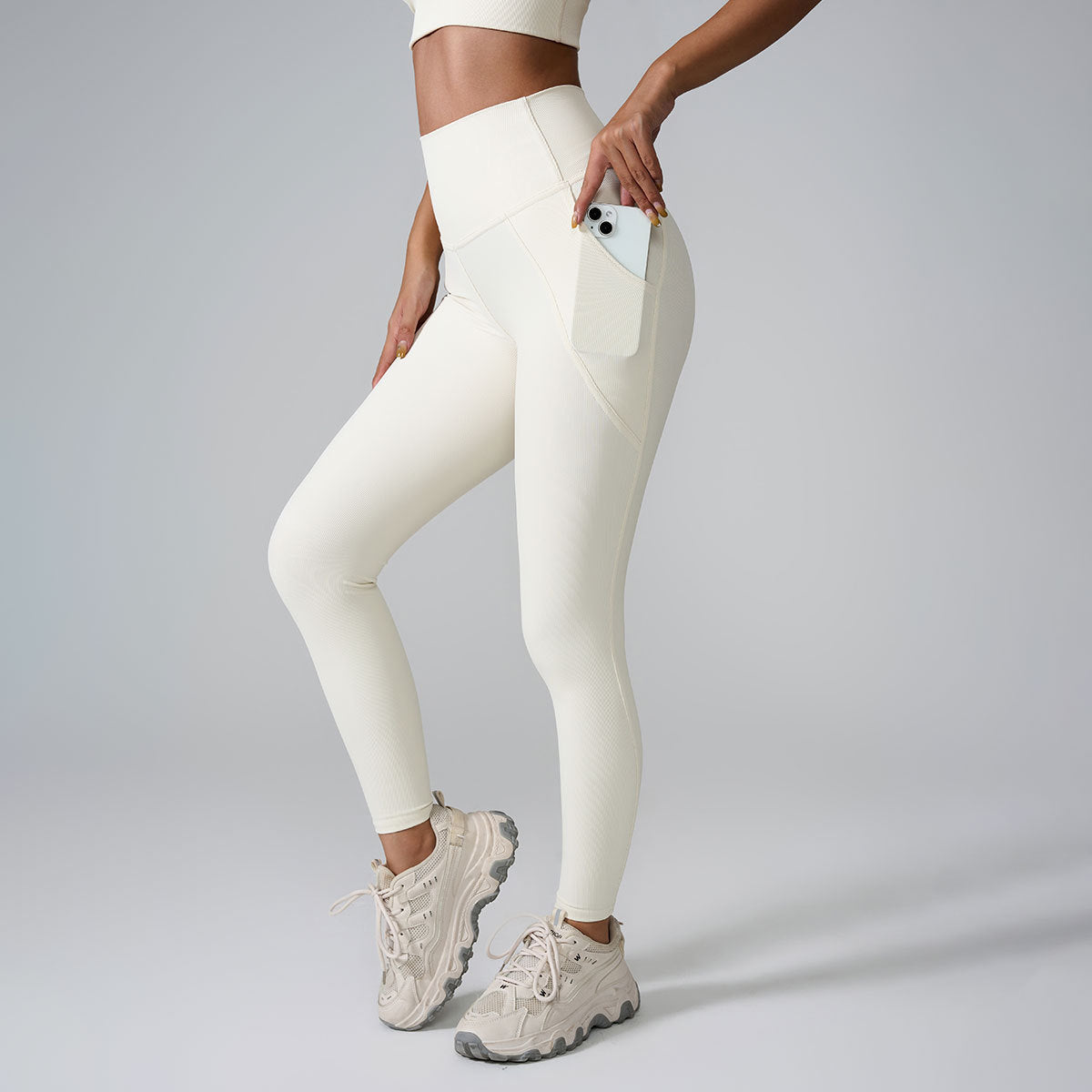 Skinny Byxor Dam – Högmidjade Tights med Push-Up & Peach Lift Effekt