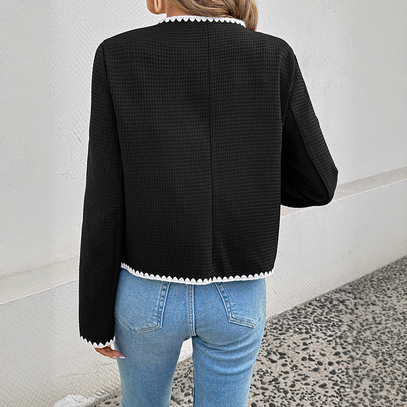 Kappa Dam – Lös V-ringad Jacka i Kontrastfärger utan Knäppning