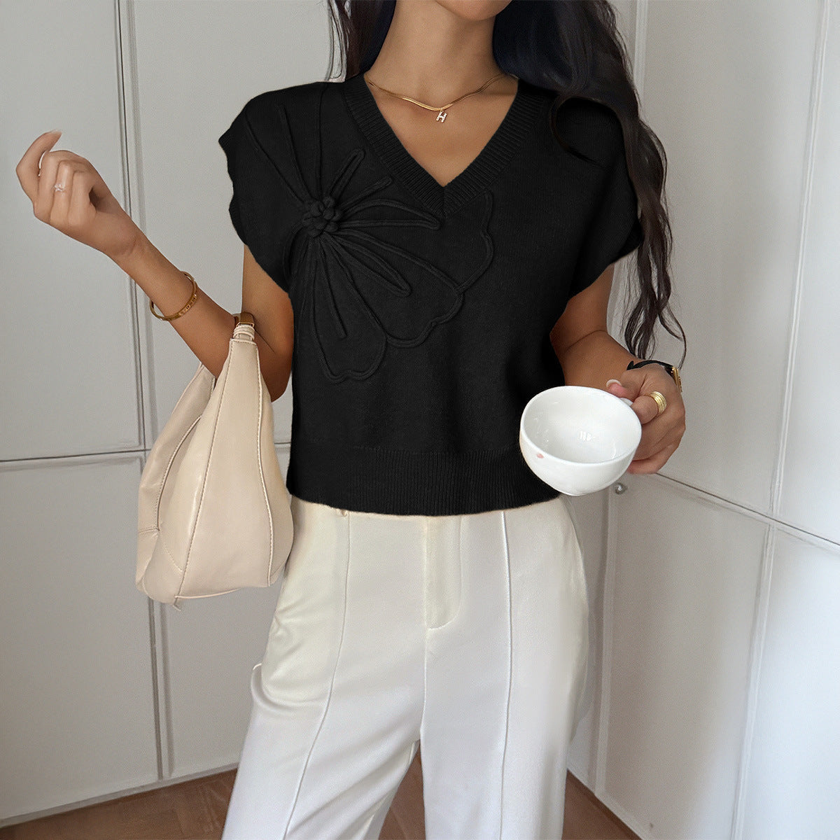 Damtröja – casual T-shirt-sweater i enfärgad design