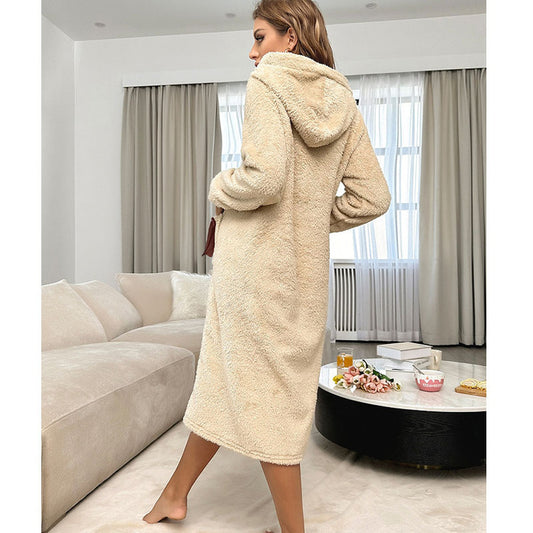 Morgonrock Dam – Varm Nattrock i Korallfleece/Flanell, Lös & Bekväm Design