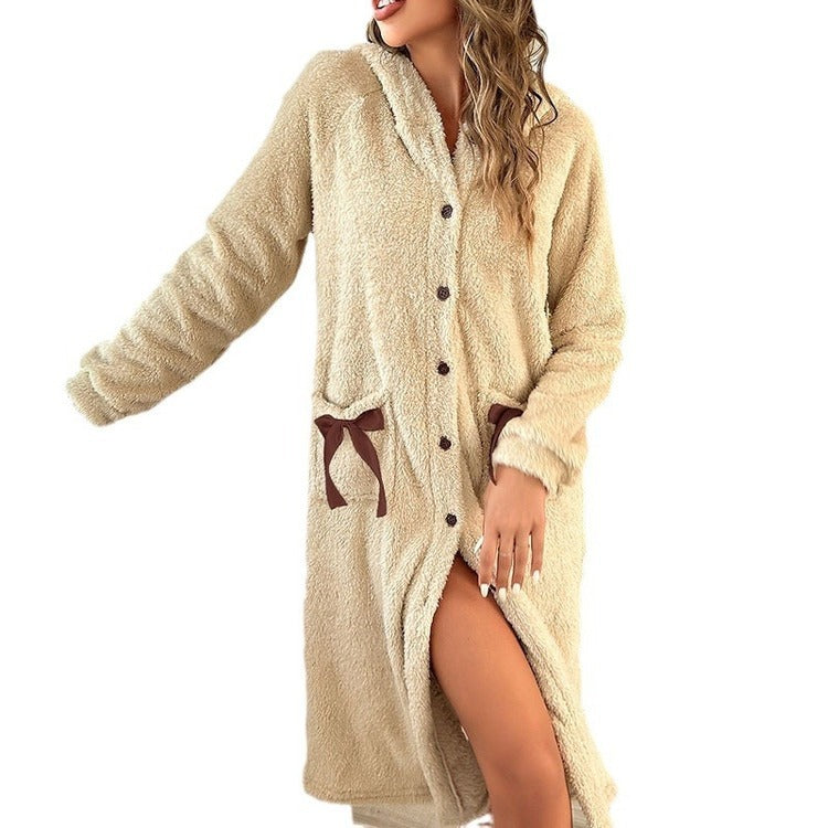 Morgonrock Dam – Varm Nattrock i Korallfleece/Flanell, Lös & Bekväm Design