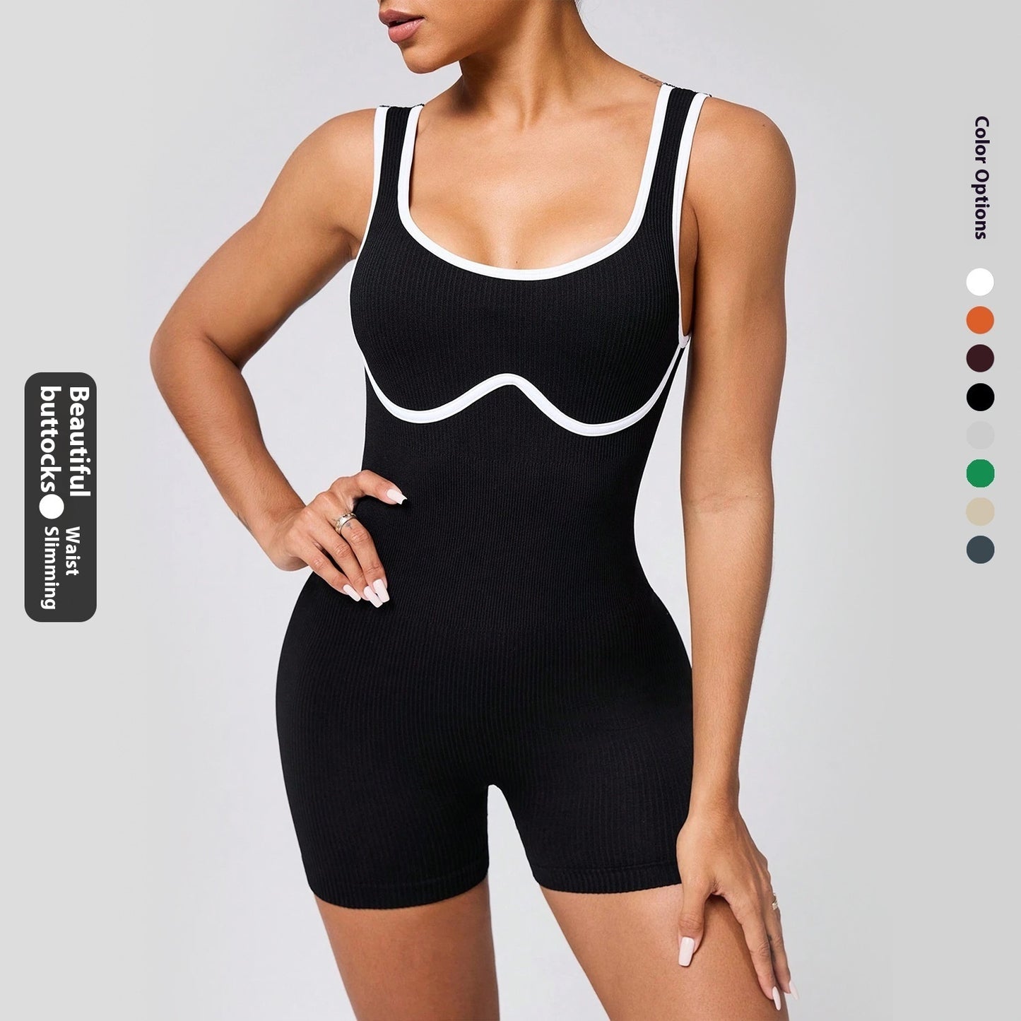 Yoga Jumpsuit för Dam – Elastisk, Figurnära & Kontrastfärger