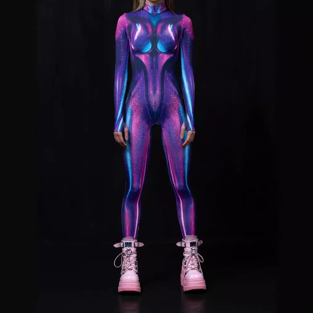Halloween Jumpsuit för Dam – 3D Digital Print & Figurnära Design