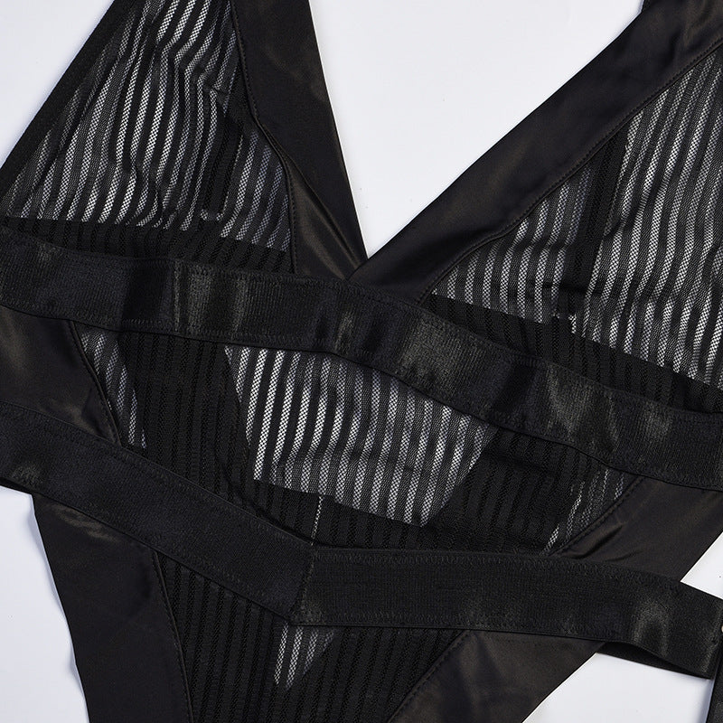 Bodysuit dam – mesh body shaper med smala axelband i figurnära design