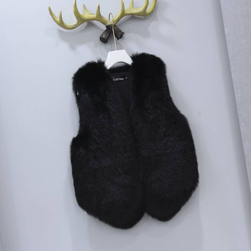 Väst för Dam – Kort Ärmlös Höst & Vintermodell i pälslook