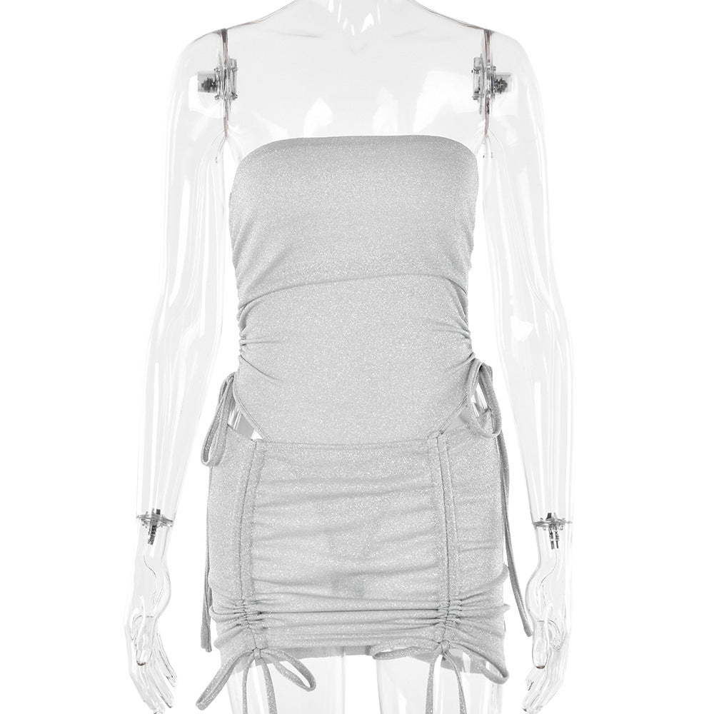 Tvådelat set dam – slim fit kjol & topp med dragsko och spetsdetaljer för vårmode