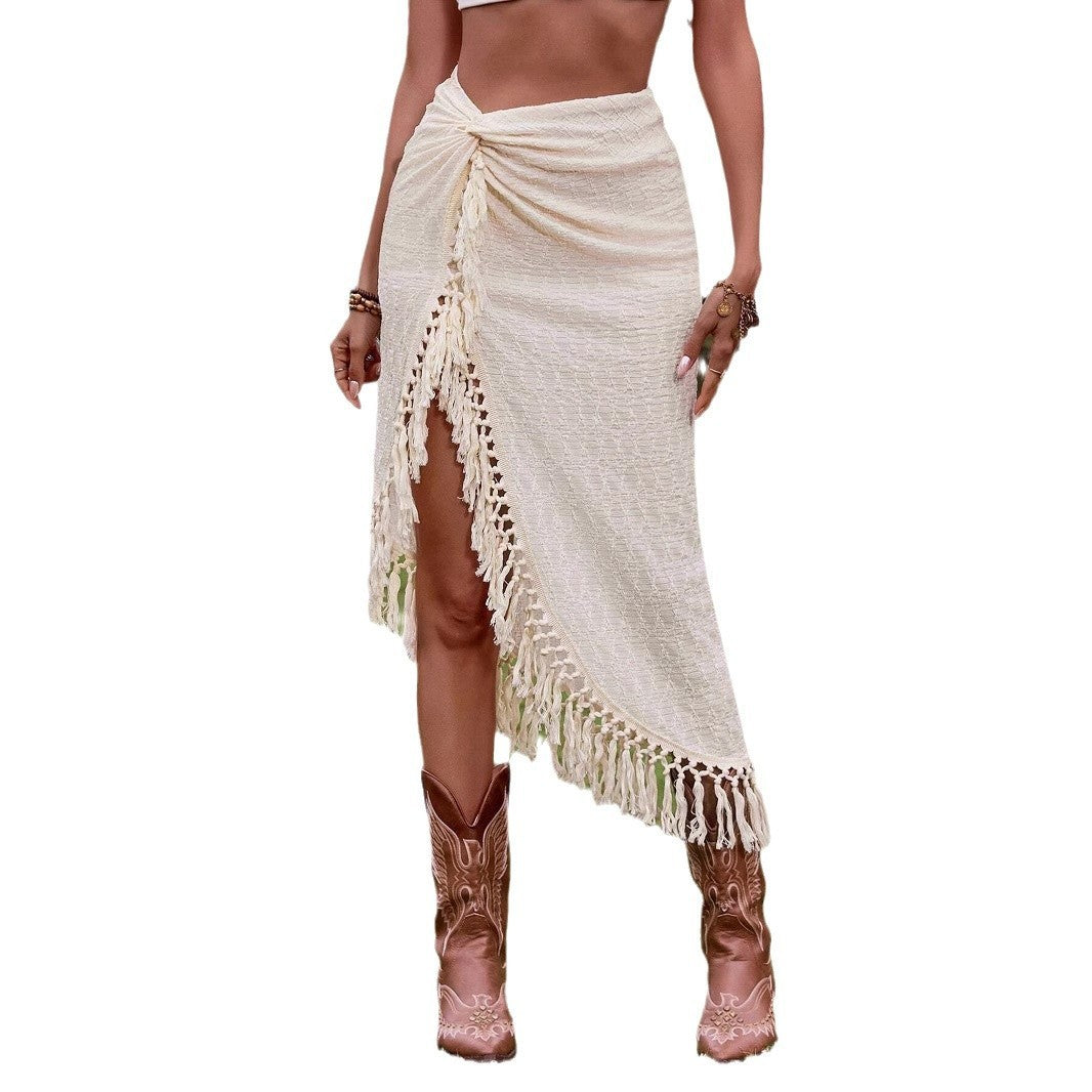 Strandkjol för Dam – Sexig Oregelbunden Design med Utskärningar & Toffsdetaljer