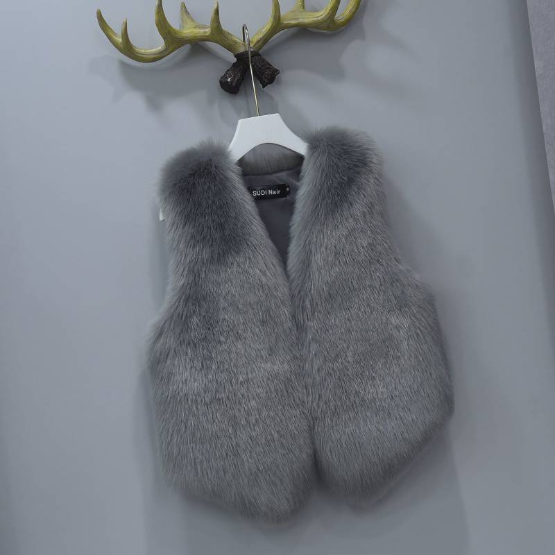 Väst för Dam – Kort Ärmlös Höst & Vintermodell i pälslook