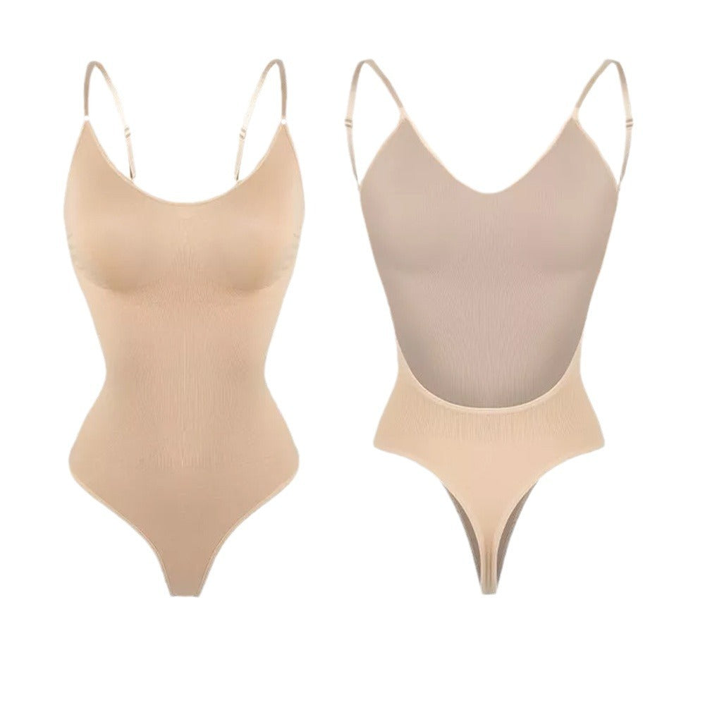 Figurformande Bodysuit för Dam – Rygglös Design med T-form & Stödjande Korsett