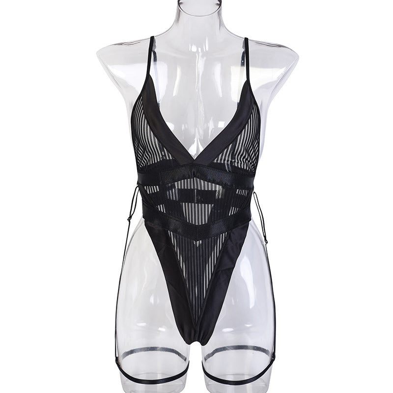 Bodysuit dam – mesh body shaper med smala axelband i figurnära design