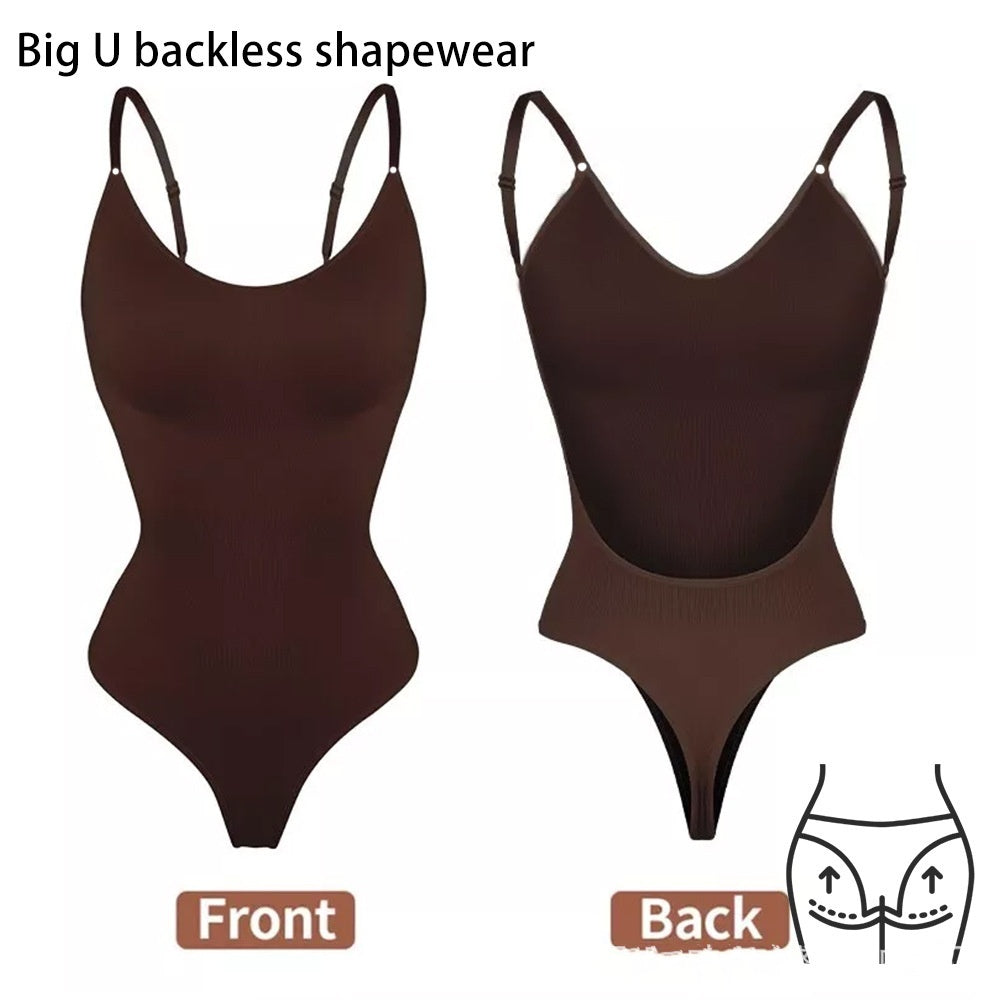 Figurformande Bodysuit för Dam – Rygglös Design med T-form & Stödjande Korsett