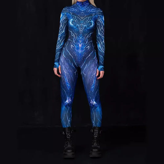 Halloween Jumpsuit för Dam – 3D Digital Print & Figurnära Design