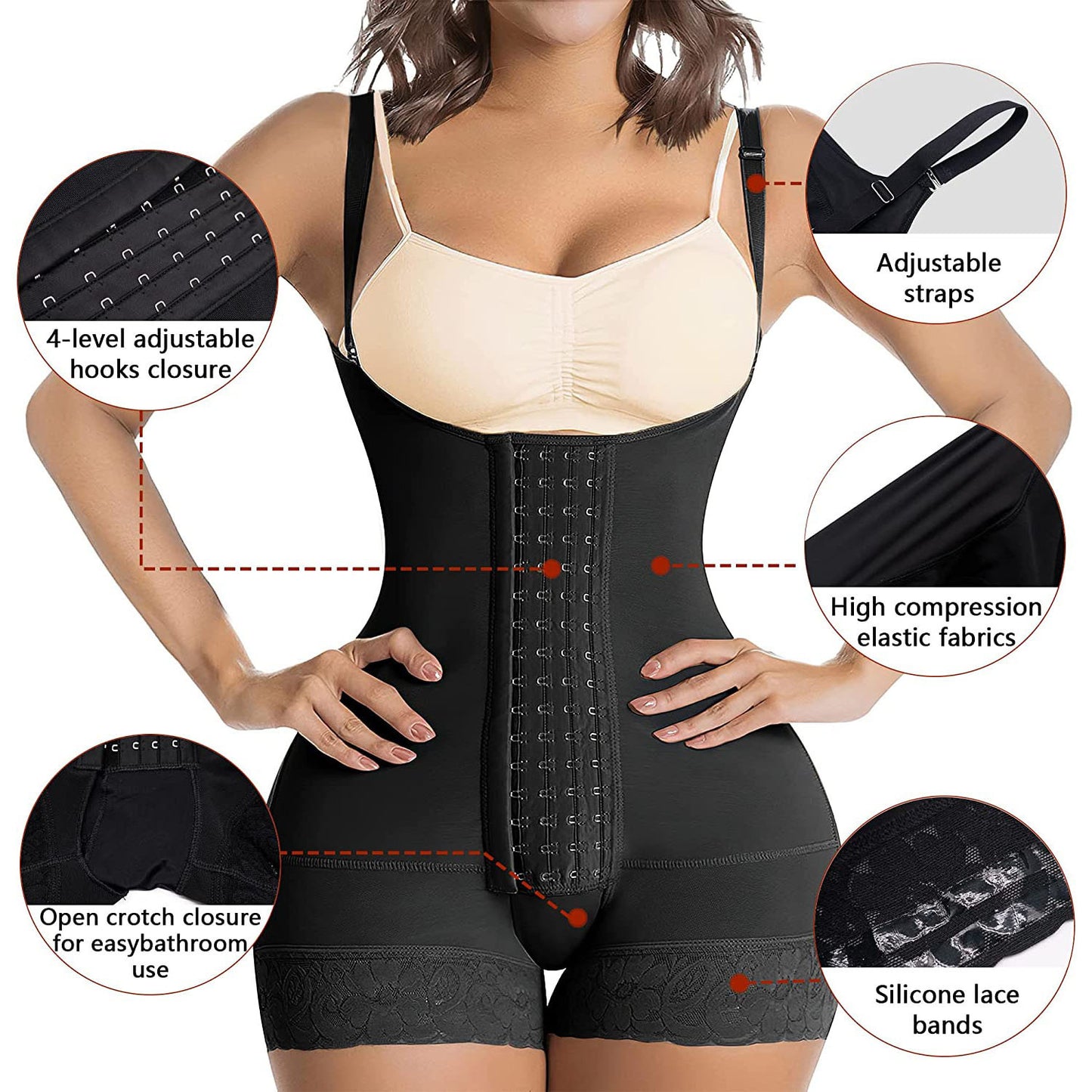 Formande Shapewear-byxor – Hög Midja i Tunn Polyester, Svart & Hudfärg