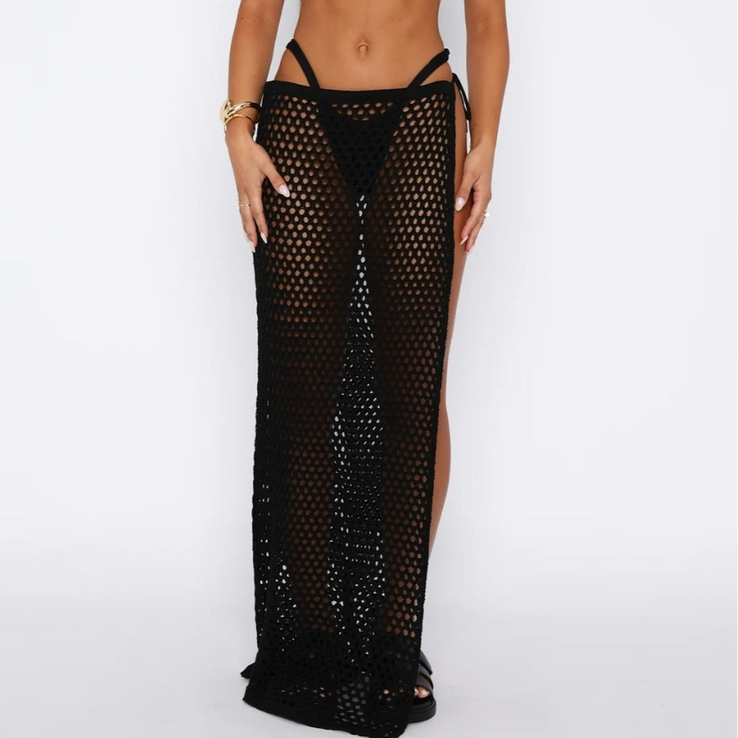 Strandkjol för Dam – Transparent Design med Utskärningar & Hög Slits