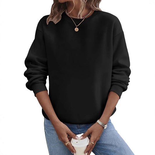 Stickad Tröja Dam – Enfärgad Plus Size Sweater med Rund Hals i Moderiktig Design