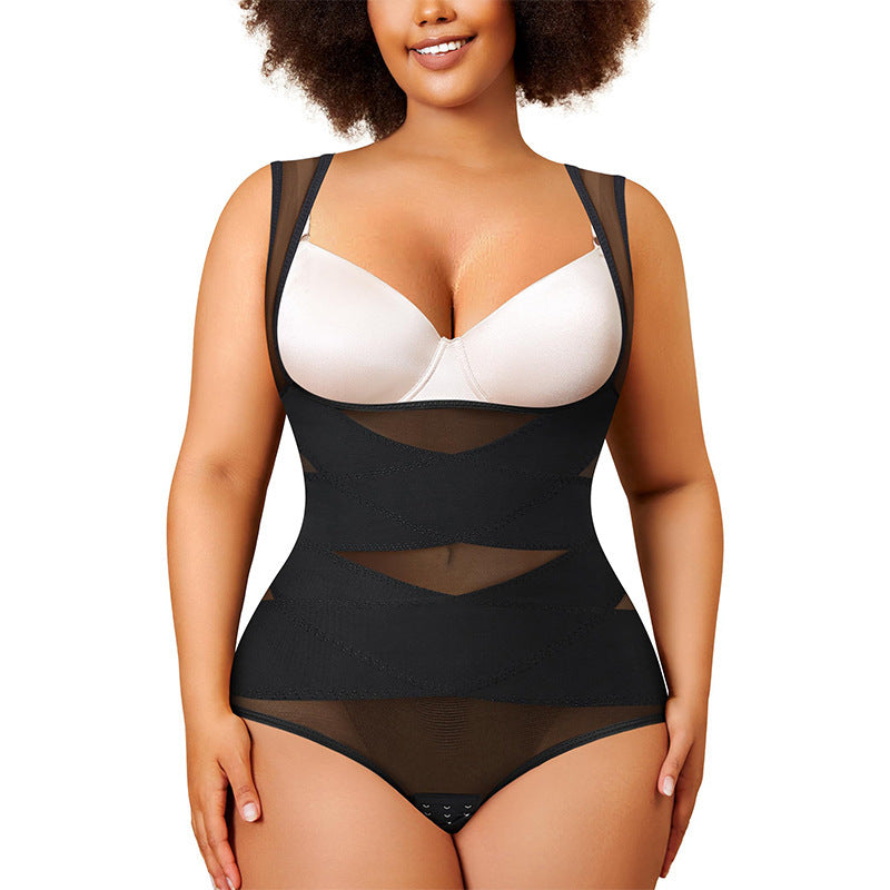 Shapewear Jumpsuit – Magformande Korsett i Mesh för Kroppsformning