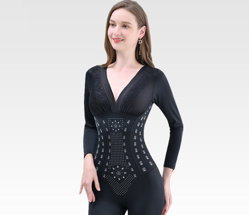 Shapewear overall dam – figurformande full body dräkt med koffein, långärmad & med ben