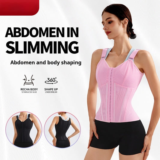 Korsett för Dam – Meshdesign med Dragkedja, Stålstöd & Slimmande Effekt