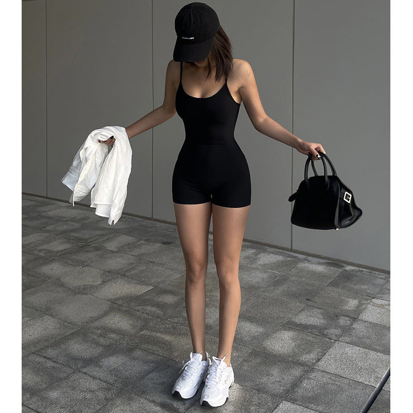 Jumpsuit dam – trendig one piece kort jumpsuit i figurnära design för sommarstil