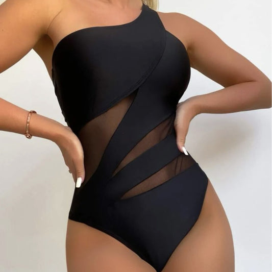 Elegant Dam Baddräkt – Enfärgad One-Piece Swimsuit