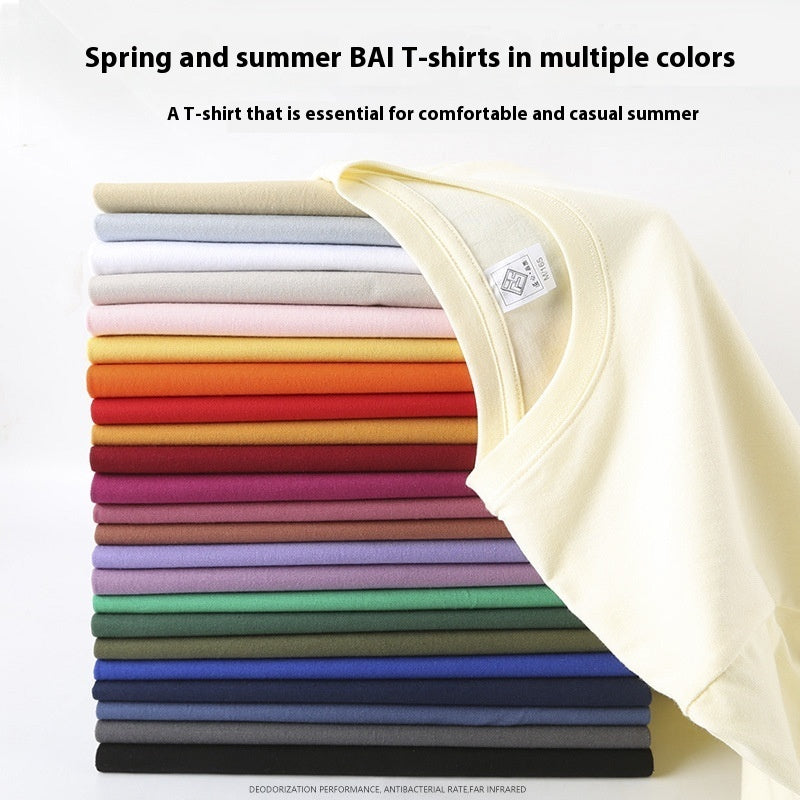 Dam T-shirt – mångsidig casual modell i bomull med halvlång ärm & rund hals