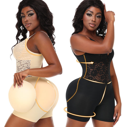 Shapewear jumpsuit dam – plus size body shaper med spets & slim fit design