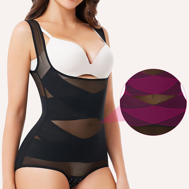 Shapewear Jumpsuit – Magformande Korsett i Mesh för Kroppsformning