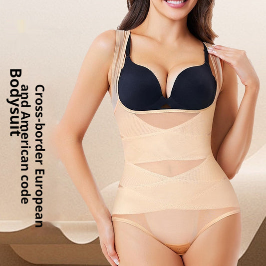 Shapewear Jumpsuit – Magformande Korsett i Mesh för Kroppsformning