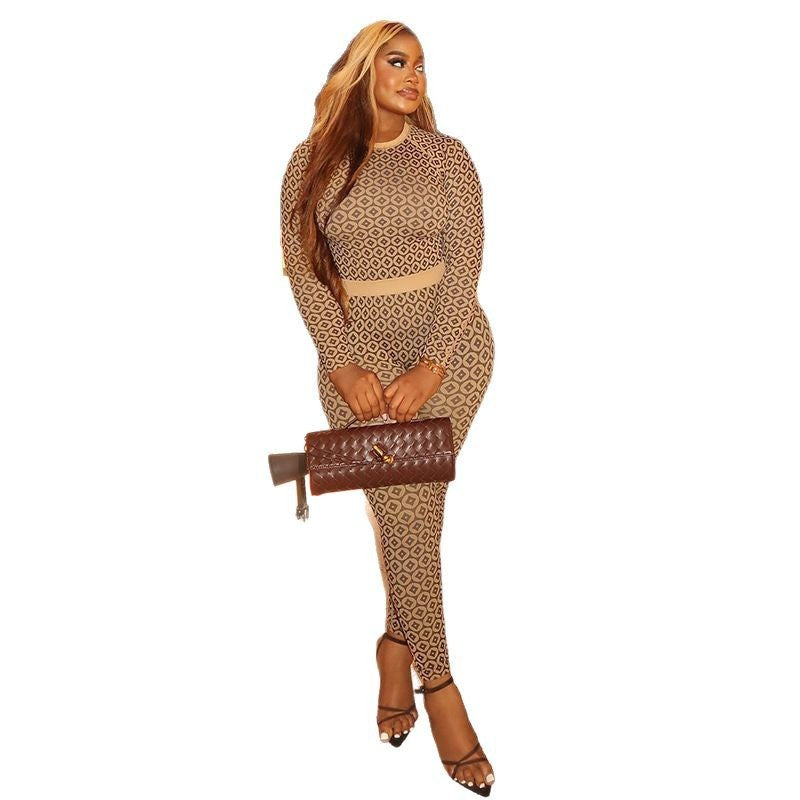 Jumpsuit för Dam – One Piece med Rund Hals & Långärmad Design