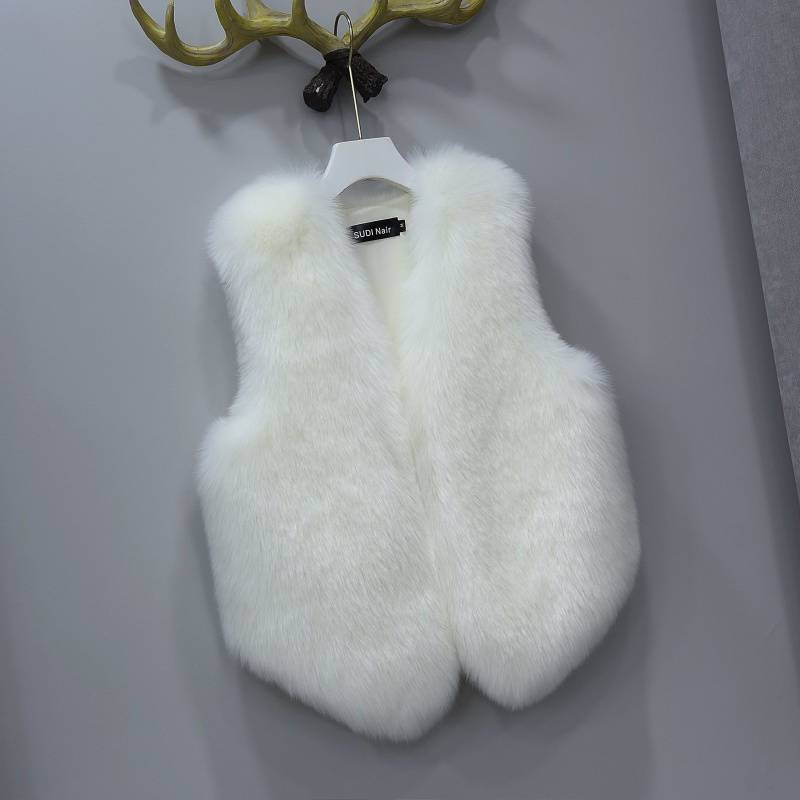 Väst för Dam – Kort Ärmlös Höst & Vintermodell i pälslook