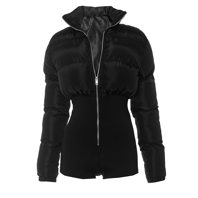 Jumpsuit set dam – figurnära vadderad jumpsuit med stretch & kort slim jacka