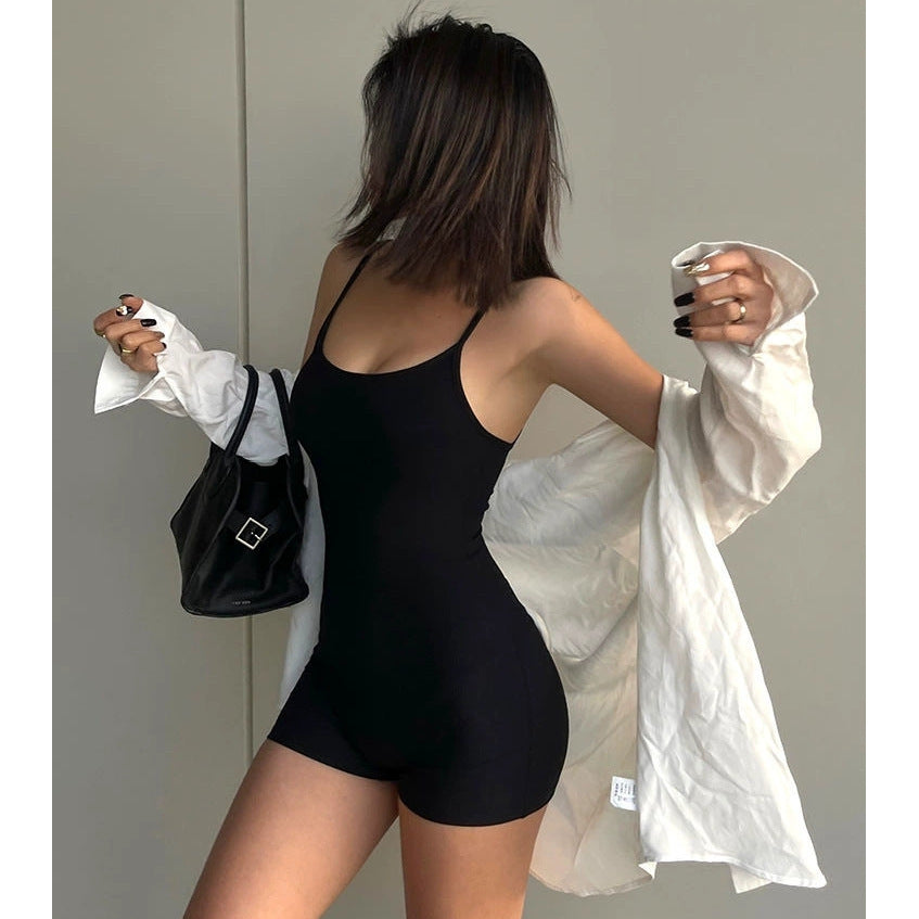 Jumpsuit dam – trendig one piece kort jumpsuit i figurnära design för sommarstil