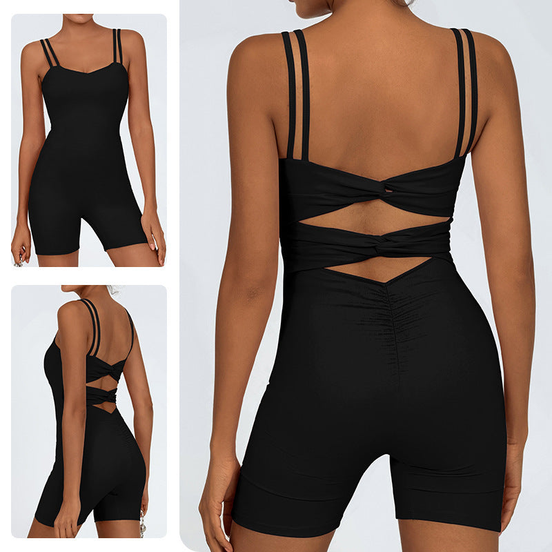 Sportig Jumpsuit – Figurnära Nude Feel One-Piece med Beauty Back & Kort Design
