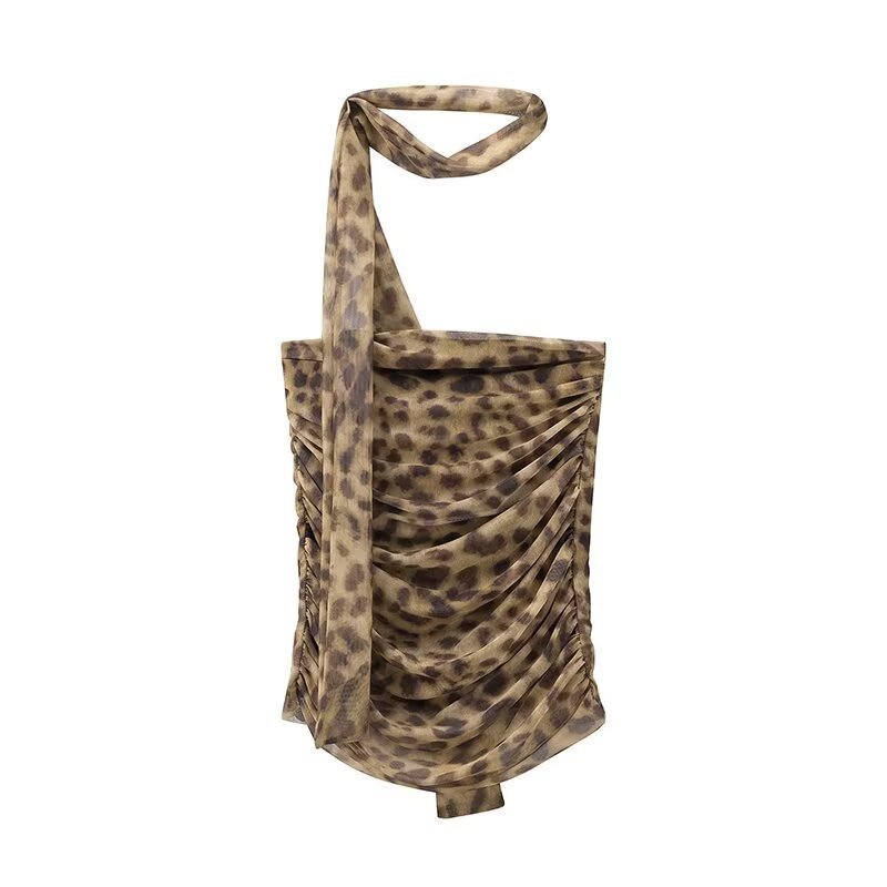 Snyggt set för Dam – A-linje med Trendigt Djurprint & Halterneck-topp