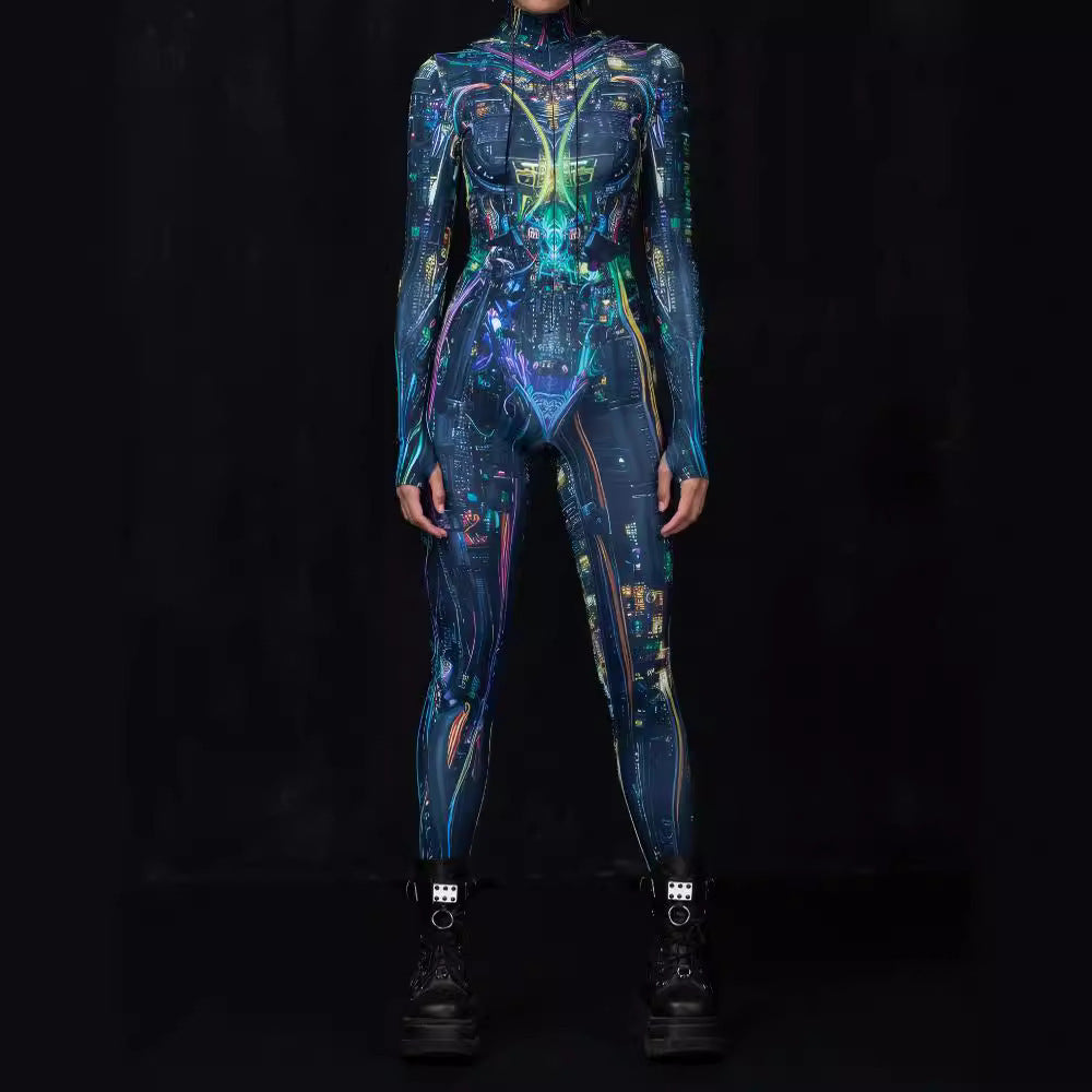 Halloween Jumpsuit för Dam – 3D Digital Print & Figurnära Design