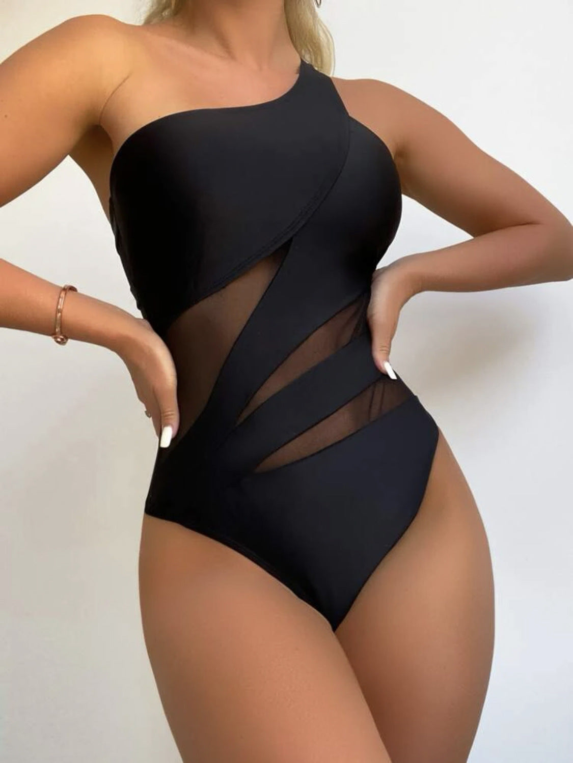 Elegant Dam Baddräkt – Enfärgad One-Piece Swimsuit