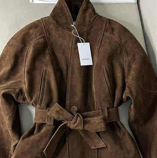 Brun damjacka – kort midjemarkerad windbreaker