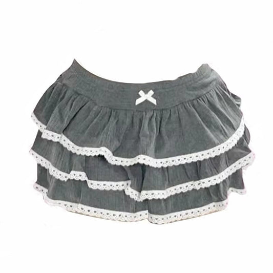 Kjol för Dam – A-linje i Spets med Volanglager i Cake-stil