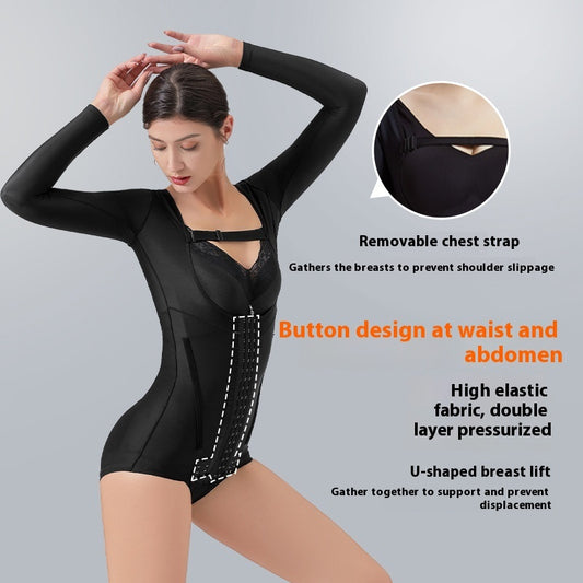 Shapewear Jumpsuit för Dam – Långärmad med Ryggstöd, Slimmande Effekt & Lyftande Höfter